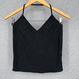 Express Womens Y2K 90s Halter Top Size M Black Whimsigoth Dark Fairy Witchy